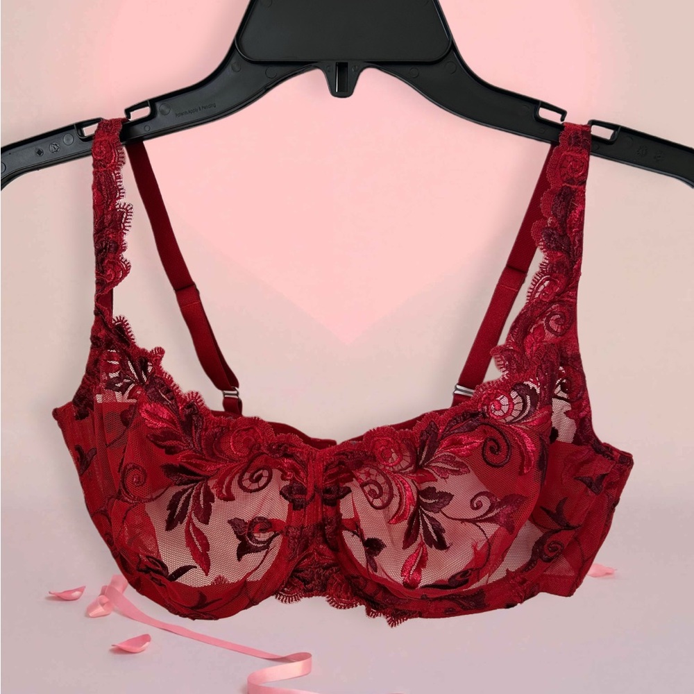 Soma Red Floral Lace Bra